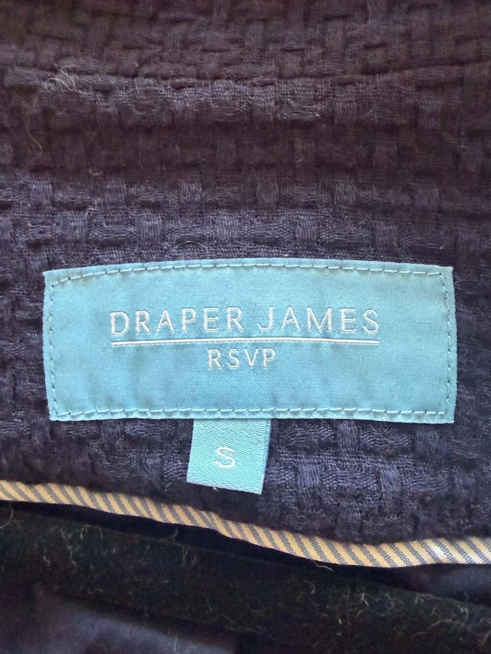 Draper James RSVP Navy Blue Textured Waffle Weave Gold Button Blazer Size Small - Picture 3 of 3
